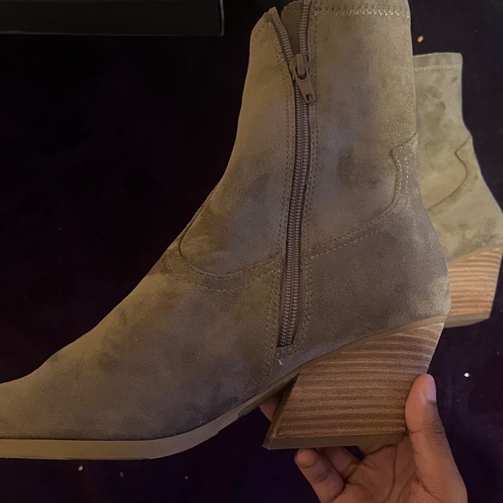 Olive Suede Ankle Boots